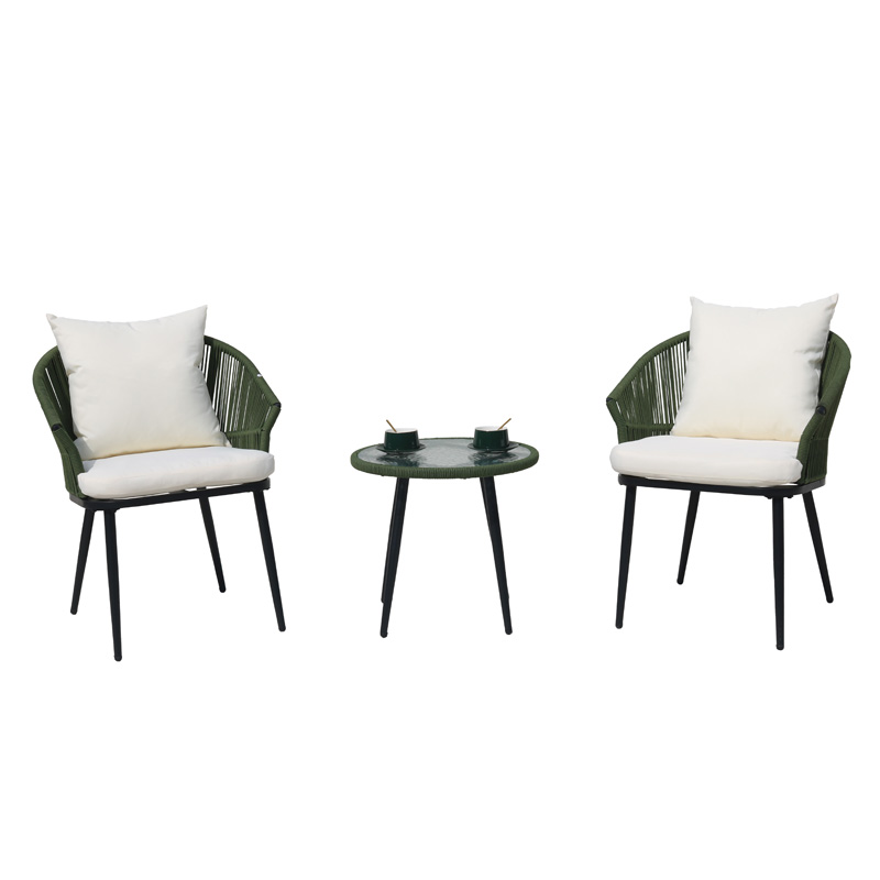 Ensemble de salle à manger d'extérieur vert, ensemble de salle à manger de jardin, meubles de patio en métal, chaises de jardin